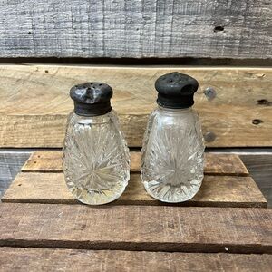 Set of Vintage Mid Century Pressed Glass Salt and Pepper Shakers
